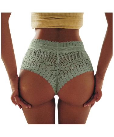 Copelsie women-lower pants cotton crocheted lace transparent cheeky underpants no show thin breathable low waist stretch slip tangas cotton tangas mint green XL