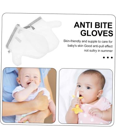 2 Pairs anti-eating gloves thumb sucking stop for bassinet kids Anti Scratching Gloves newborn finger sucking stop necessities pacifier white breathable nylon baby infant products - Buy Online on GoSupps.com