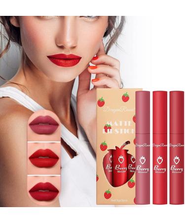 3Pcs Matte Lipgloss Set - Long-Lasting Wear, Non-Stick Cup, Waterproof Makeup - Perfect Gift for Women and Girls - Buy Online on GoSupps.com