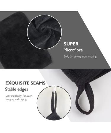 Kinhwa Washcloths & Microfiber Washing Gloves - Soft Reusable Terry Slimming Glove 15cm x 20cm 3-Piece Set - Black - Buy Online on GoSupps.com