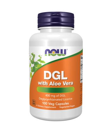 Now Foods DGL with Aloe Vera (Licorice Root) 100 Vegan Capsules Lab-Tested Gluten Free Soy Free Vegetarian
