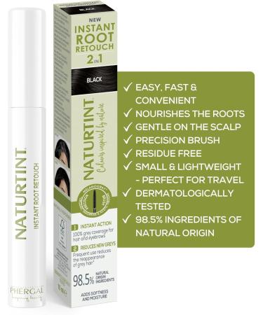 Naturtint | Temporary Touch-Up for Grey Hair & Roots | Convenient & Comfortable Brush | 98.5% Natural Ingredients | Black Color | 10ml - Buy Online on GoSupps.com