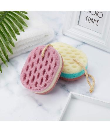 5-Piece Exfoliating Shower Sponge Set | Natural Fiber Bath Sponge for Women, Men, Kids | Gentle & Soothing | Random Color | Oval Shape - Buy Online on GoSupps.com