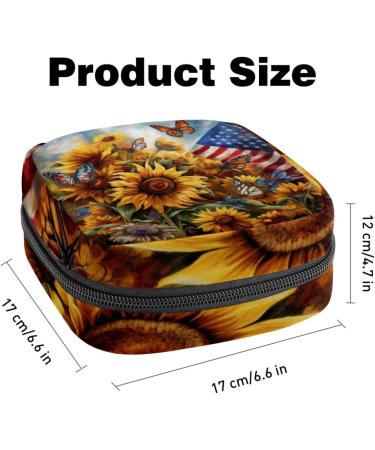 MuooouM USA Flag Storage Bag for Women & Teens | Portable Butterfly & Sunflower Design for Menstrual Cups & Breastfeeding | Colorful Pocket Organizer - Buy Online on GoSupps.com