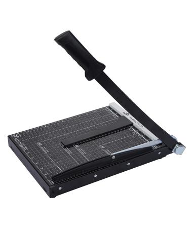 ISDIR Paper Cutter Guillotine, 12 Inch Paper Cutting Board, 12 Sheets Capacity, Heavy Duty Metal Base, Dual Paper Guide Bars, Professional Paper Cutter and Trimmer for Home, Office (12'' Black)