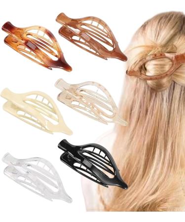 Flat Hair Claw | Vintage French Design Alligator Hair Clip | Retro No Slip Grip Hair Claw Clips Ultra Light Oval Barrette Jaw Clips Hair Accessories for Women Girls Transparent color - Buy Online on GoSupps.com