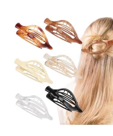 Flat Hair Claw | Vintage French Design Side Slid Hairpin | Strong Hold Non Slip Barrettes Accessories Retro Duck Billed Hairpin for Thick Thin Hair Transparent color