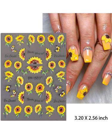 FULDGAENR 5D Embossed Flower Nail Stickers - Self Adhesive Botanical Designs for Nail Art - Buy Online on GoSupps.com