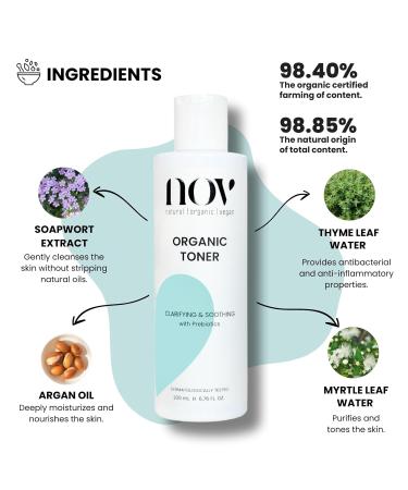 Nov Natural Organic Vegan Organic Toner | Skin Care Face Moisturizer 6.76 Fl. Oz. Rose Water Aloe Vera - Buy Online on GoSupps.com