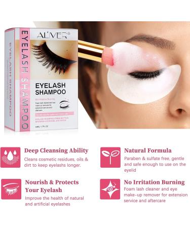 Eyelash Extension Shampoo 50ml + Rinse Bottle + Brushes + Hydrogel Eye Patch - Foaming Eyelid Cleanser Paraben & Sulfate Free - Buy Online on GoSupps.com