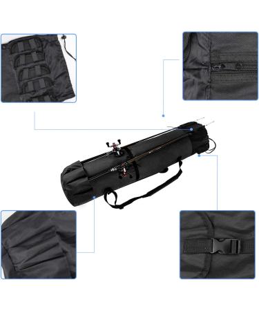 Allnice Canvas Fishing Rod Organizer Bag - Holds 5 Poles & Tackle - Durable Travel Carry Case in Black - Buy Online on GoSupps.com