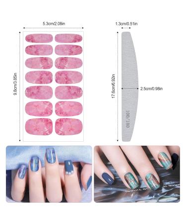 Kalolary 12-Piece Color Gradient Marble Nail Polish Stickers - Self-Adhesive Full Nail Wraps with Nail File | Trendy Monochrome Designs for Effortless Nail Art - Buy Online on GoSupps.com