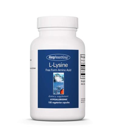 Allergy Research Group L-Lysine - Immune Support L-Lysine HCI Free Form Amino Acid 500mg Supplement Pure Organic Vegetarian Capsules - 100 Count