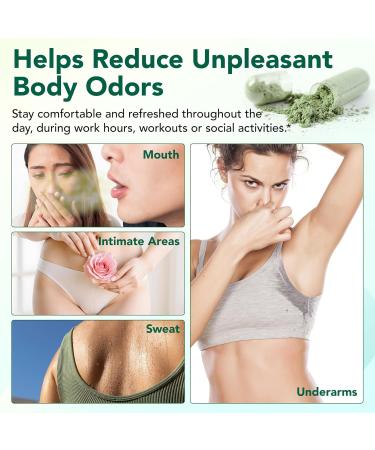 2Pack Chlorophyll Capsules | Internal Body Deodorant Supplement for Men & Women | Natural Odor Control for for Body Odor Fresh Breath Immune Support Vegan(120 Caps) - Buy Online on GoSupps.com