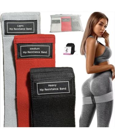 Resistance Bands Exercise Bands Resistance Bands for Working Out Fabric Booty Bands for Working Out Legs HIPS Thighs and Glutes 3 Resistance Levels for Body Building Yoga Pilates & Rehab Grey Red Black
