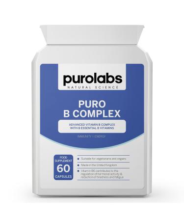 Puro Vitamin B Complex | High Strength | 8 Essential B Vitamins | High Absorption | Methylated with Folate B6 & B12 | 60 Capsules