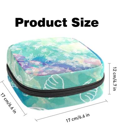 Menstruation Pad Bag with Zipper | Women's Tampon & Napkin Collection Bag in Green & Purple Watercolor Fish Pattern - Buy Online on GoSupps.com