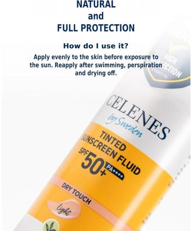 Celenes by Sweden Herbal/Vegan Tinted Sun Cream Fluid SPF50+ 50 ml Mineral Sunscreen Filters Broad Spectrum-Blue Light Protection Sunscreen SPF 50 Sun Cream SPF 50 Waterproof/Paraben/Perfume Free Sun Fluide Tinted SPF50+ - Buy Online on GoSupps.com