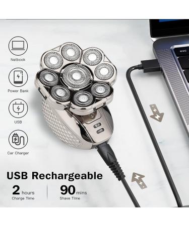 Premium 9D Head Shaver for Men - 6-in-1 Rechargeable Waterproof Bald Head Razor with Floating Replacement Blades - Buy Online on GoSupps.com