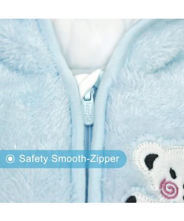 Vine Baby Hooded Fleece Romper Snowsuit Blue 0-3 Months | Infant Footed Jumpsuit Outfit - Buy Online on GoSupps.com