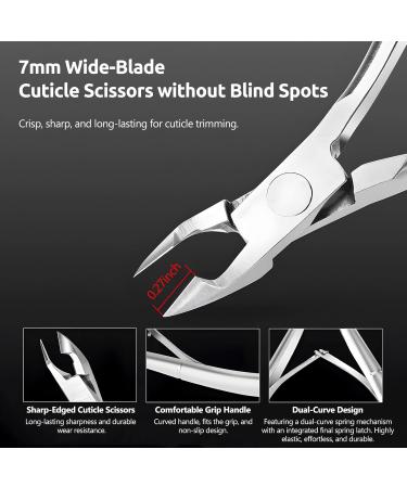 Cuticle Trimmer with Cuticle Pusher - Cuticle Remover Cuticle Nipper Professional Stainless Steel Cuticle Cutter Clipper Durable Pedicure Manicure Tools for Fingernails and Toenails (Silver) - Buy Online on GoSupps.com