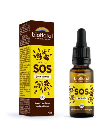 BIOFLORAL - SOS Secours Jour Serein BIO DEMETER - Soutien motionnel - Fleurs de Bach Authentiques - Compte-gouttes 20 ML