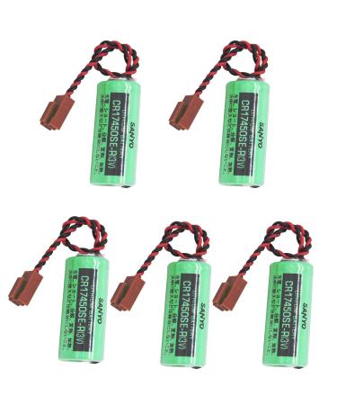 (Pack of 5) CR17450SE-R / A98L-0031-0012 3V 2500mah PLC Battery +Plug Non-Rechargeable for FANUC CNC System Special Electronic Equipment