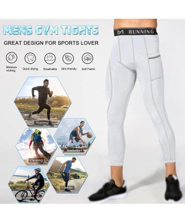 MEETYOO Men's 3/4 Compression Pants X-Large - Black/White/Blue | With Pockets - Buy Online on GoSupps.com