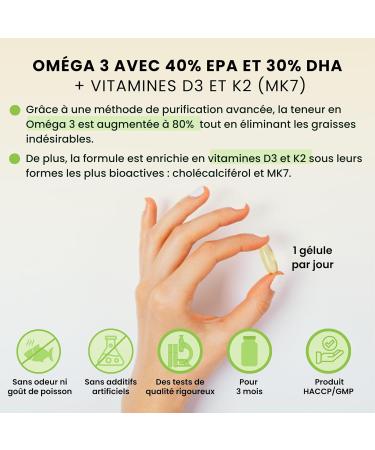 Omega 3 D3 K2 - Extra Concentrated Fish Oil 1000mg with 80% Highly Bioavailable Omega 3 400mg EPA and 300mg DHA + Vitamins D3 2000 IU and K2 MK7 100 mcg - 90 Soft Capsules - Buy Online on GoSupps.com