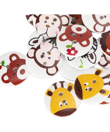 20mm Wooden Cartoon Animal Buttons - Perfect for Children's Clothing & Home Decor | Eco-Friendly Sewing Accessories - Buy Online on GoSupps.com