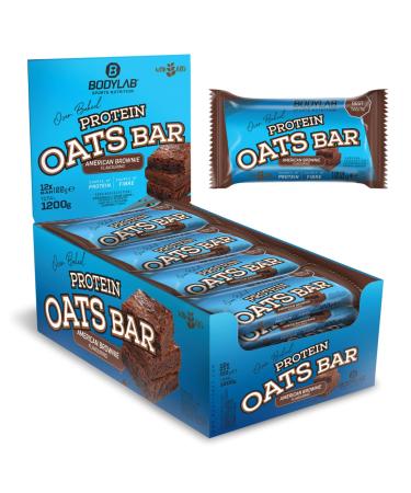 BODYLAB24 Protein Oats Bar American Brownie 12 x 100g energy bar with 50g carbohydrates and 15g protein per bar top combination of energy and protein ideally before or after training American Brownie 12 pieces (1 Pack) - Buy Online on GoSupps.com