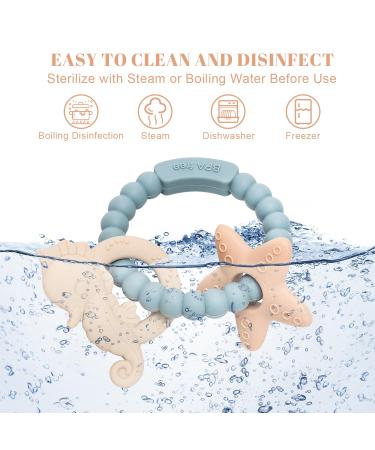 ClDy Bite Ring for Babies - BPA-Free Silicone Teether & Baby Biting Toy | Ocean Blue | Soothing & Massaging for Gums from 3 Months - Buy Online on GoSupps.com
