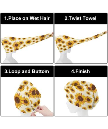 Sunflower Microfiber Hair Towel Wrap for Women | Super Absorbent Hair Turban 10x26 Inches - Buy Online on GoSupps.com