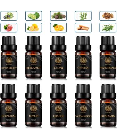 Aromatherapy Lemon Essential Oil Set for Diffuser 100% Pure Orange Oils Set for Humidifier 10x10ml 100% Pure Cypress Essential Oils Set for Air Freshener-Juniper Berry Cedar Geranium Rosemary Oils - Buy Online on GoSupps.com