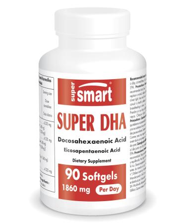 Supersmart - Super DHA 310 mg - Docosahexaenoic Acid Eicosapentaenoic Acid - Natural Omega-3 Formula - Manufactured from Certified Sustainable Marine Sources - Non-GMO - 90 Softgels