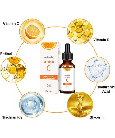 Vitamin C Serum for Face Skincare Serum 20% Vitamin C with Hyaluronic Acid Vitamin E Moisturiser Face Women Skin Care Anti Aging Brightening Wrinkle Facial Serum(30 ml) (Vitamin C) - Buy Online on GoSupps.com