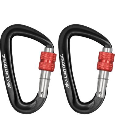Flintronic Twist Lock Aluminum Carabiner Hook - 12KN Black - Ideal for Hammocks Swings Camping & Fishing - Durable Outdoor Equipment - Buy Online on GoSupps.com