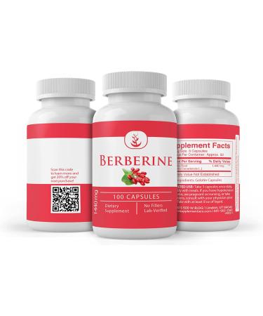 Pure Berberine Capsules - Lab Verified, 100 Count - No Additives, Original Ingredients - Buy Online on GoSupps.com