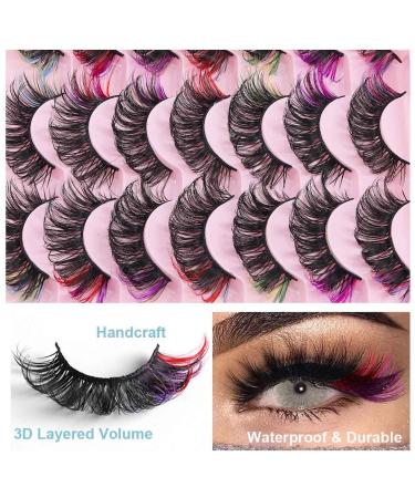 Uranian Colorful Fluffy Faux Mink Eyelashes - 14 Pairs D Curl Long Dramatic Volume Lashes for Women & Girls - Buy Online on GoSupps.com