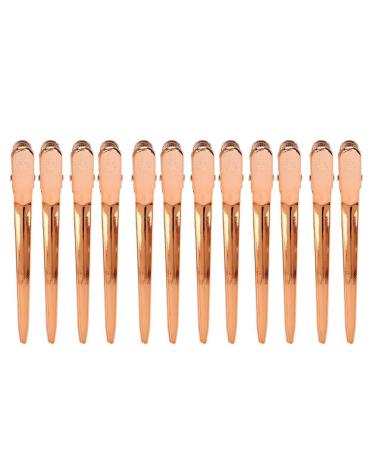 Hair Clips Hairpin for Salon 12pcs Salon Clamp Grips Hairdresser Hairdresser Duckbill (Rose Gold)