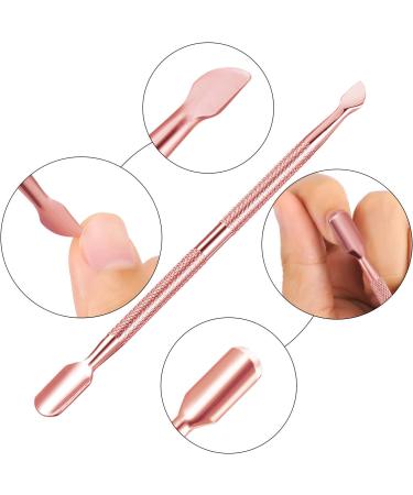 Stainless Steel Cuticle Pusher Kit - Triangle Peeler, Scraper, Double Ended Cutter & Nail Cleaner - Rose Gold Finish - Buy Online on GoSupps.com