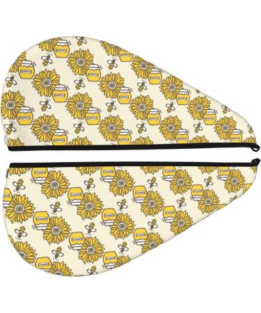 Hair Towel Wrap Quick Drying Towel Turban with Button | Cartoon Honey Pot Bee Sunflower Design - Buy Online on GoSupps.com