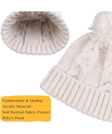 XIAOHAWANG Causal Winter Baby Knit Hat for Boys & Girls | Pompom Cap 0-3 Years | White+Pink - Buy Online on GoSupps.com