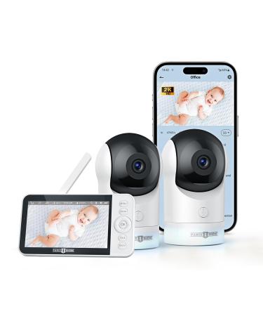 Paris Rh ne BabyPhone with 2 cameras 5 "WiFi baby monitor with app 2K UHD night light movement/writing known temperature and humidity monitoring lullaby