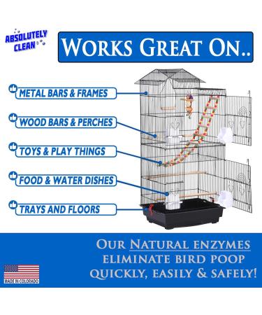 Absolutely Clean Bird Cage Cleaner & Deodorizer - 16 Fl Oz (Pack of 2) - Made in the USA - Buy Online on GoSupps.com