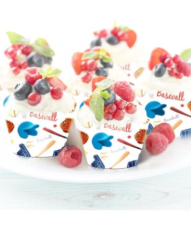 24pcs Baseball Equipment Dessert Cupcake Wrappers Pick for Baseball Sport Game Theme Decor Supplies Men Women Boys Girls Happy Birthday Party Decorations - Buy Online on GoSupps.com