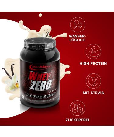 Ironmaxx Whey Zero Protein Powder - Vanilla 908g | Sugar-Free Water-Soluble Whey Isolate | Buy Now in Various Flavors - International Shipping Available - Buy Online on GoSupps.com