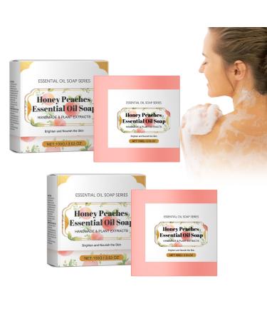 Cynamus 2 Pack Handmade Soap Natural Soap Organic Soap Solid Handmade Soap Peaches Face Body Soft Touch Soap Scented Skin Hair Body Soap