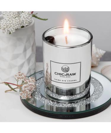 Buy Third Eye Chakra Luxury Crystal Candle | Clear Quartz & Black Obsidian | Soy Candles for Home | Scented Candles for Men & Women - Buy Online on GoSupps.com