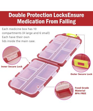 Travel Pill Organizer with Labels - Mini 7 Day Medication Holder | Cute Small Pocket Pharmacy for Vitamins & Fish Oil - Brown - Buy Online on GoSupps.com